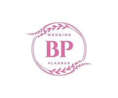 BP Initials letter Wedding monogram logos collection, hand drawn modern minimalistic and floral templates for Invitation cards, Save the Date, elegant identity for restaurant, boutique, cafe in vector