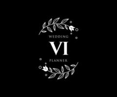 VI Initials letter Wedding monogram logos collection, hand drawn modern minimalistic and floral templates for Invitation cards, Save the Date, elegant identity for restaurant, boutique, cafe in vector