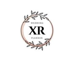 XR Initials letter Wedding monogram logos collection, hand drawn modern minimalistic and floral templates for Invitation cards, Save the Date, elegant identity for restaurant, boutique, cafe in vector