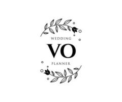 VO Initials letter Wedding monogram logos collection, hand drawn modern minimalistic and floral templates for Invitation cards, Save the Date, elegant identity for restaurant, boutique, cafe in vector