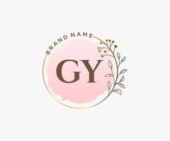 logotipo femenino inicial de gy. utilizable para logotipos de naturaleza, salón, spa, cosmética y belleza. elemento de plantilla de diseño de logotipo de vector plano.