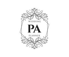 PA Initials letter Wedding monogram logos collection, hand drawn modern minimalistic and floral templates for Invitation cards, Save the Date, elegant identity for restaurant, boutique, cafe in vector