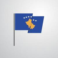 vector de diseño de bandera ondeante de kosovo