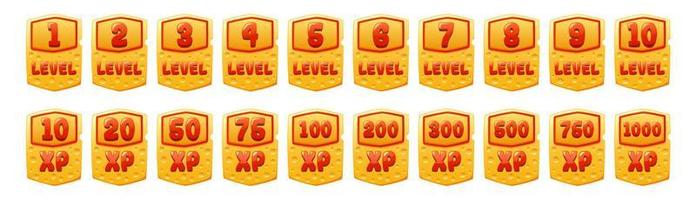 Set of cheese game level ui icons score experience vector