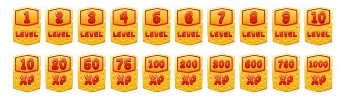 Set of cheese game level ui icons score experience vector