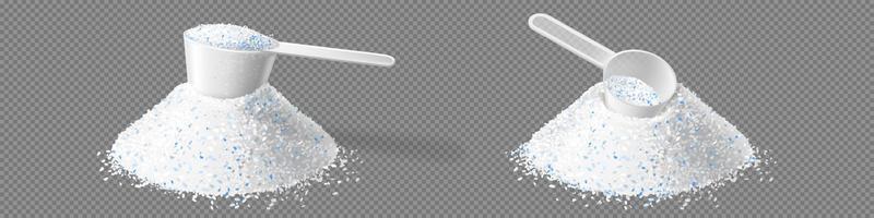 Washing powder piles with measuring scoop vector
