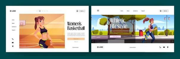 Athletic lifestyle and women basketball landing vector