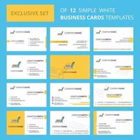 Set of 12 Writing Creative Busienss Card Template Editable Creative logo and Visiting card background vector