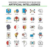 Artificial Intelligence Flat Line Icon Set Business Concept Icons Design vector