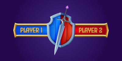 Battle scoreboard for rpg game, fight interface vector