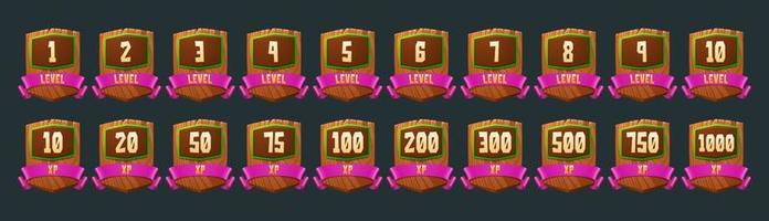 Set of game level ui icons for rpg experience vector