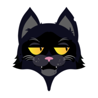 gato preto cara de dúvida desenho animado fofo png