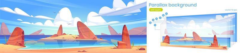 Parallax background with sea shore landscape vector