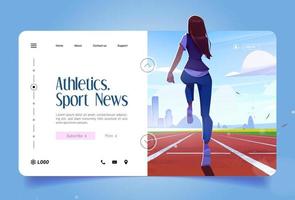 Athletics banner with girl jogging on run track vector