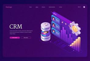 crm, aterrizaje de gestión de relaciones con clientes vector