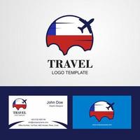 logotipo de la bandera de chile de viaje y diseño de tarjeta de visita vector