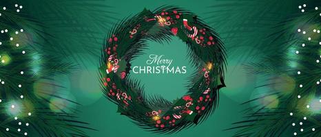 Gradient Christmas floral background design vector