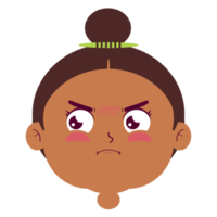 niña enojado cara dibujos animados lindo png