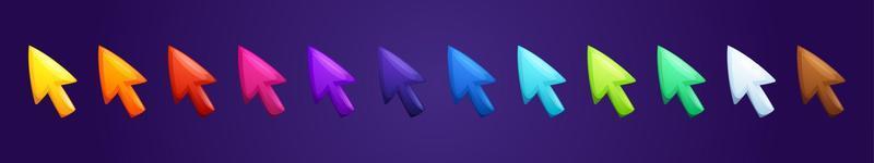 Colorful arrows, mouse cursors for computer game