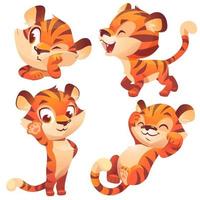 Cute little tiger character sleep and walking vector