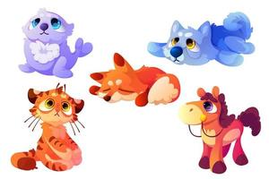 Plush animals, cute soft toys for babies vector