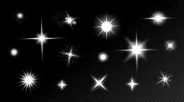 Star shine effects, flash lights, glare and flare vector