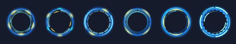 Futuristic circle frames, round technology borders vector