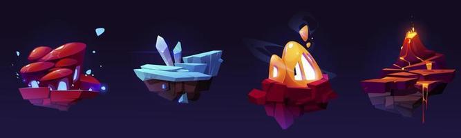 Fantasy flying islands for 2d ui game design vector