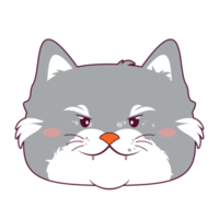 chat en colère visage dessin animé mignon png