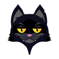 gato preto cara de dúvida desenho animado fofo png