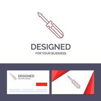 Creative Business Card and Logo template Screw Driver Tool Repair Tools Vector Illustration