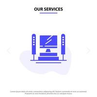 Our Services Computer Computing Server Cpu Solid Glyph Icon Web card Template vector