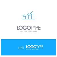 gráfico de crecimiento gráfico de diagrama de flujo aumentar el progreso logotipo de contorno azul con lugar para el eslogan vector