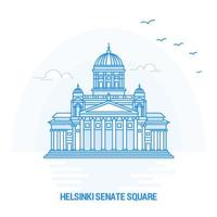 fondo creativo y plantilla de póster del hito azul de la plaza del senado de helsinki vector