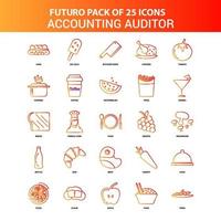 naranja futuro 25 conjunto de iconos de auditor de contabilidad vector