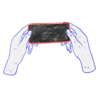 watercolor hand holding a smartphone png