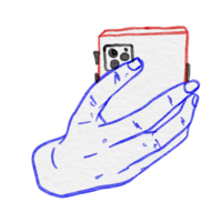 watercolor hand holding a smartphone png