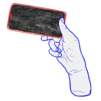 watercolor hand holding a smartphone png