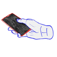 acquerello mano Tenere un' smartphone png