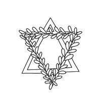 Vector doodle Star of David olive branches isolated