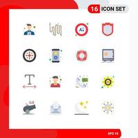 16 Universal Flat Color Signs Symbols of shield festival exam christmas security Editable Pack of Creative Vector Design Elements