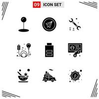 9 Icons Solid Style Grid Based Creative Glyph Symbols for Website Design Simple Solid Icon Signs Isolated on White Background 9 Icon Set Creative Black Icon vector background