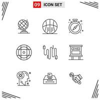 9 Icons Line Style Grid Based Creative Outline Symbols for Website Design Simple Line Icon Signs Isolated on White Background 9 Icon Set Creative Black Icon vector background