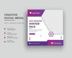 Winter Sale Exclusive Fashion social media post banner and Square web banner Design Template vector