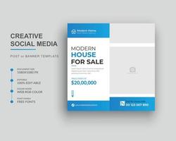 Real estate social media post banner design and home for sale design template. vector