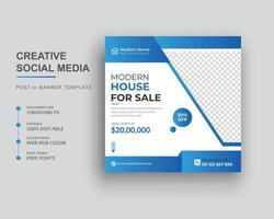 diseño de banner de publicación de redes sociales de bienes raíces y plantilla de diseño de casa en venta. vector