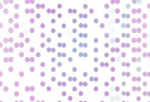 Light Pink, Blue vector template with ice snowflakes.