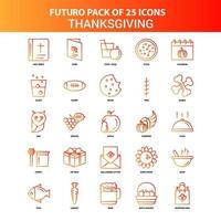 naranja futuro 25 conjunto de iconos de acción de gracias vector