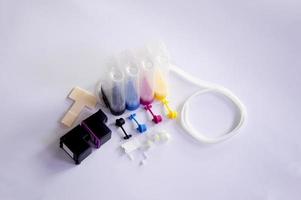 Image of equipment for creating ink tanks for printers. photo