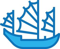 junk ship chinese china boat - blue icon vector